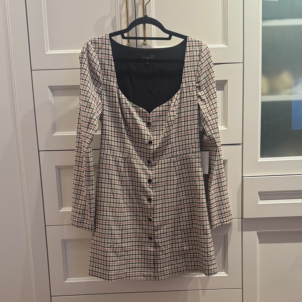 MAJORELLE Checkered Long Sleeve Dress